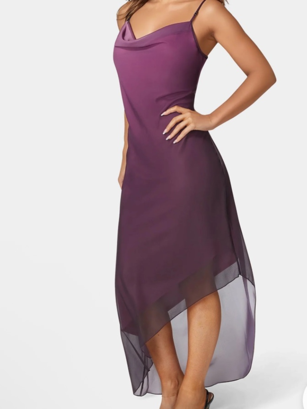 bebe Ombre Chiffon Cowl Dress